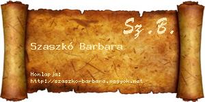 Szaszkó Barbara névjegykártya