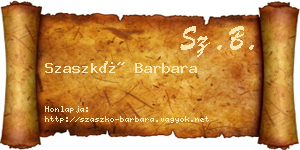 Szaszkó Barbara névjegykártya